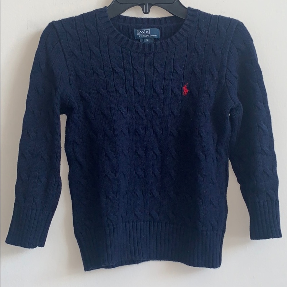 Polo by Ralph Lauren Blue Cable Knit Pony Sweater